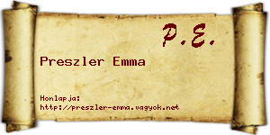 Preszler Emma névjegykártya